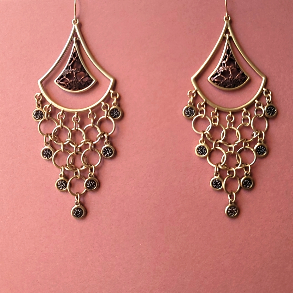 Vintage Chandelier Earrings Kenneth Cole Reaction (KCR), 3.5 inches - Picture 2 of 4